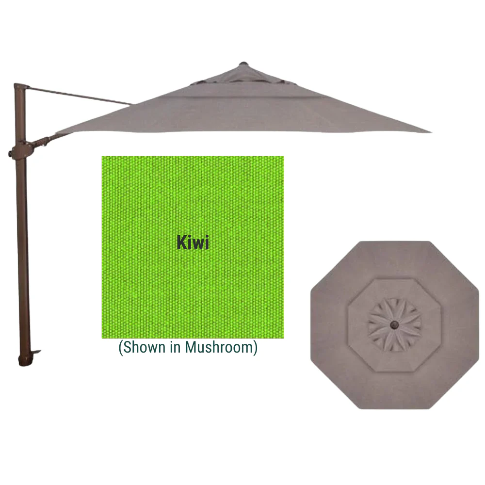 Treasure Garden, 11.5 Foot Aluminum Manual Octagon Cantilever Umbrella, Kiwi on Bronze