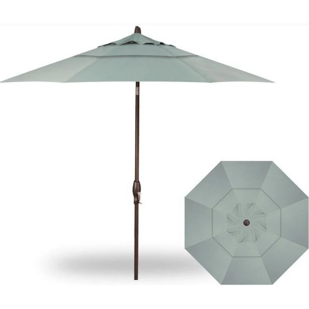 Treasure Gardens, 9 Foot Double Vent Crank Lift Round Market Umbrella, Spa on Bronze