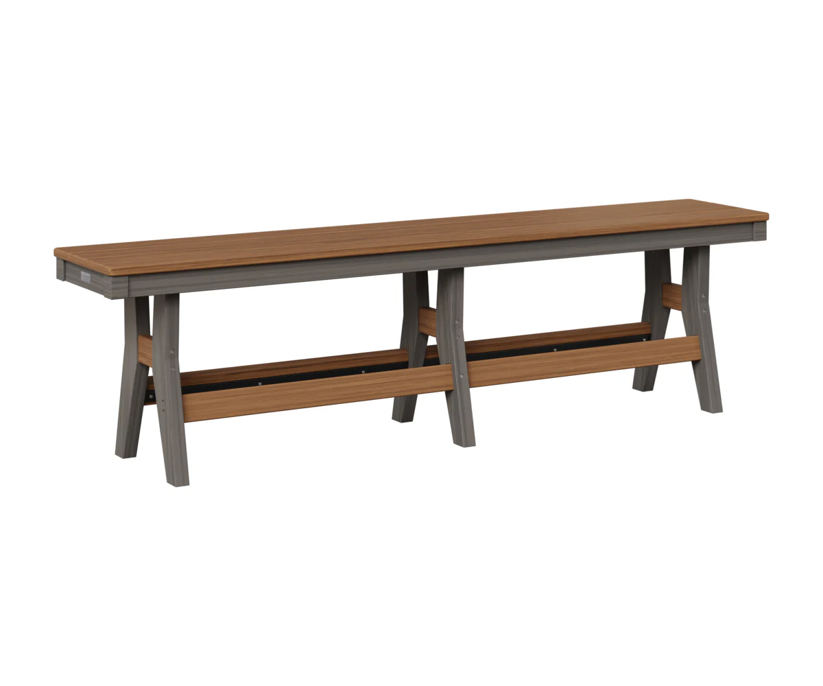 Berlin Gardens, 66” Harbor Counter Height Bench, Antique Mahogany on Costal Gray