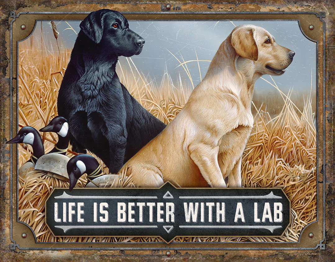 Better With A Lab - 16in x 12.5in Metal Sign