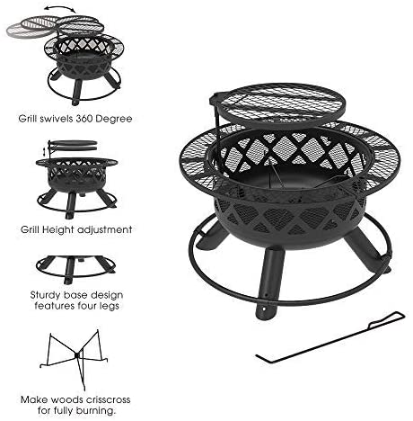 Bighorn Mini Ranch Wood Burning Fire Pit, Black, 24" - Image 2