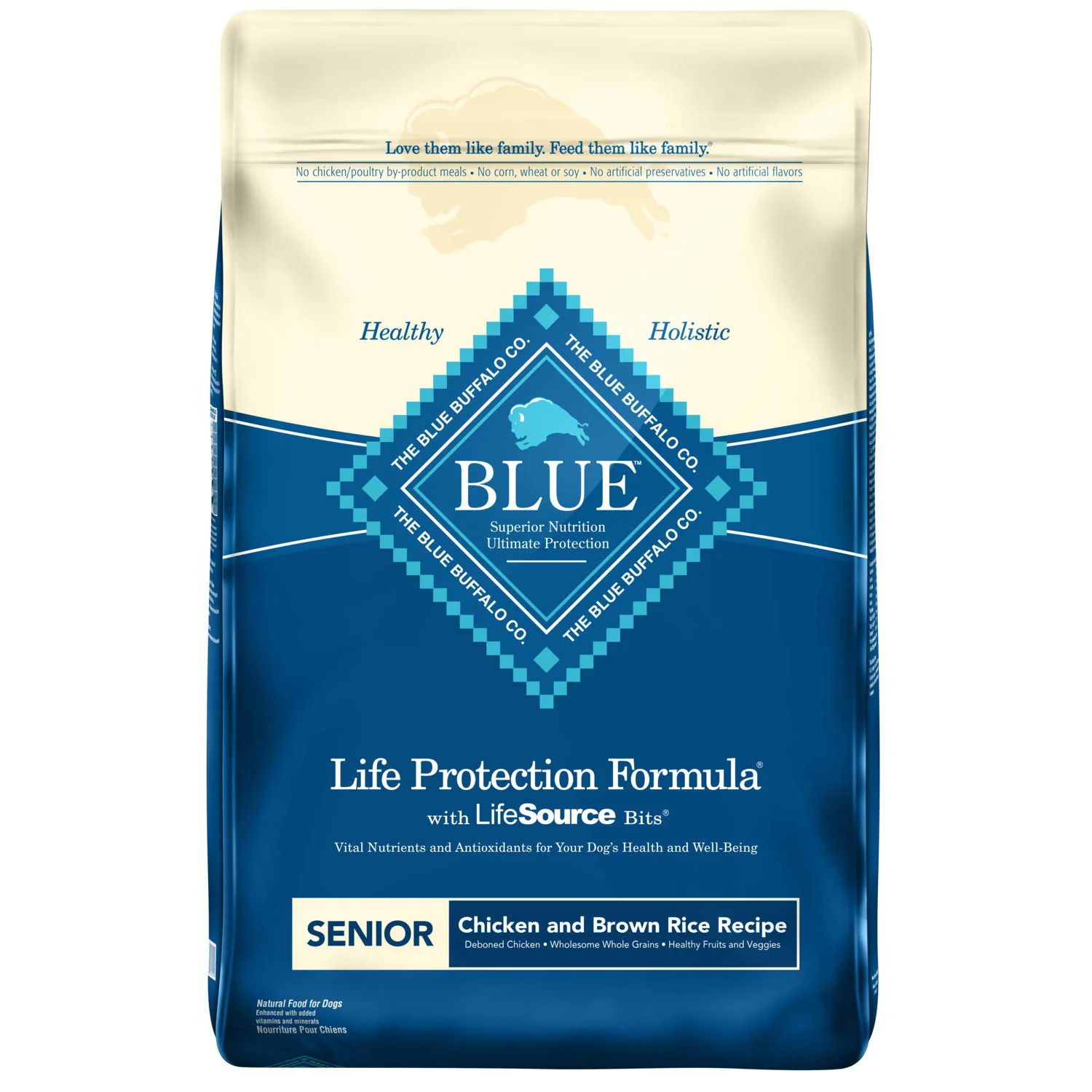 Blue Buffalo Senior Chicken & Rice Recipe Dog Food, 30 LB
