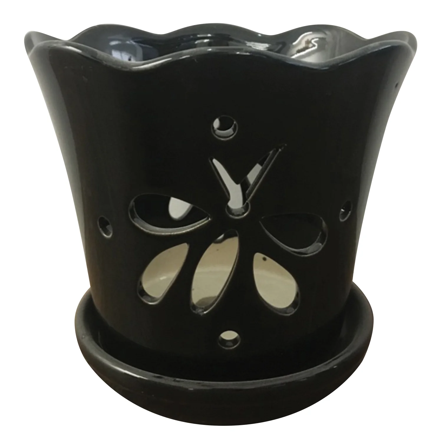 Border Concepts Butterfly Orchid Pot w/ Attached Saucer, 5-Inch (Colors Vary) - Image 2