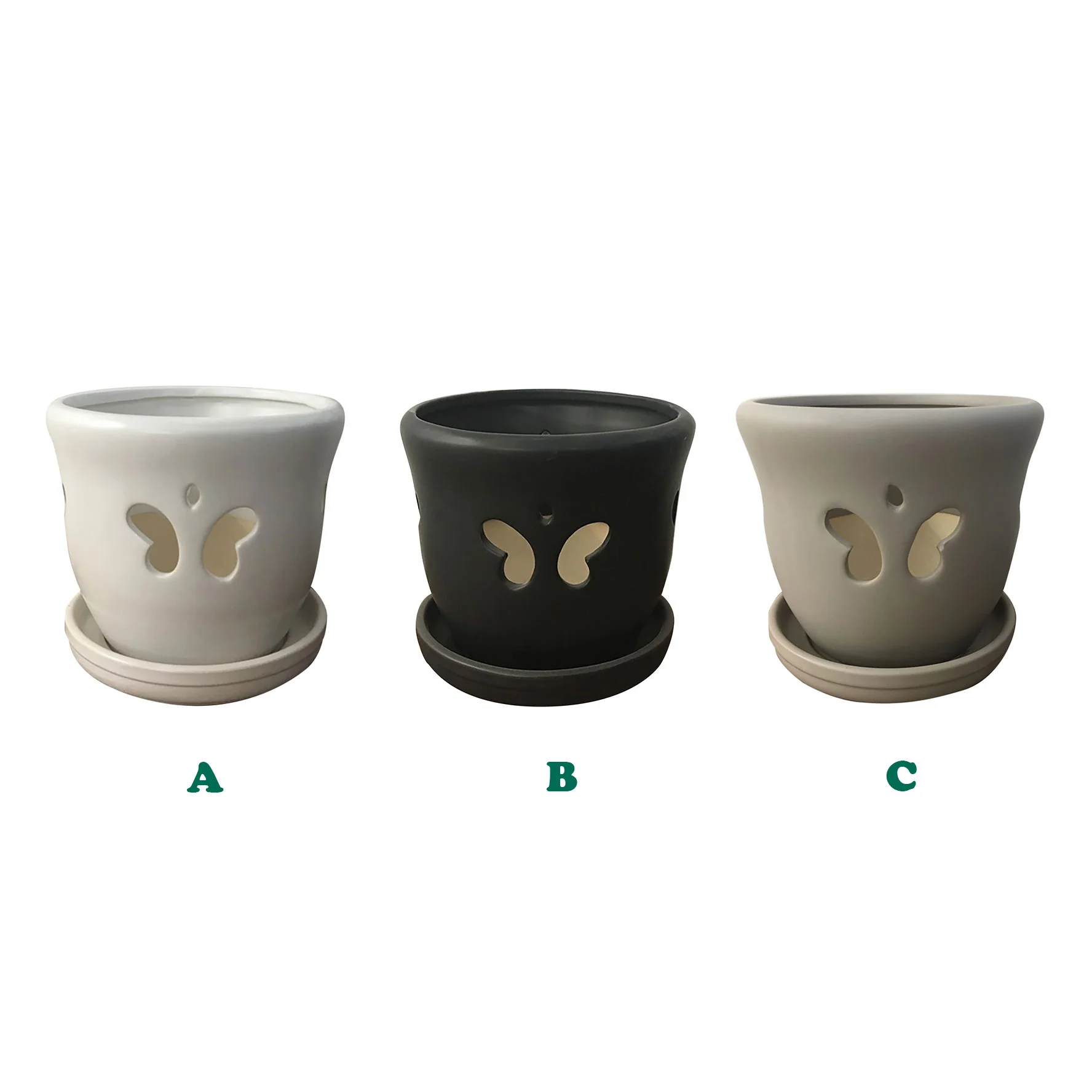 Border Concepts Butterfly Orchid Pot w/ Attached Saucer , Matte Finish, 7.25-Inch (Colors Vary)