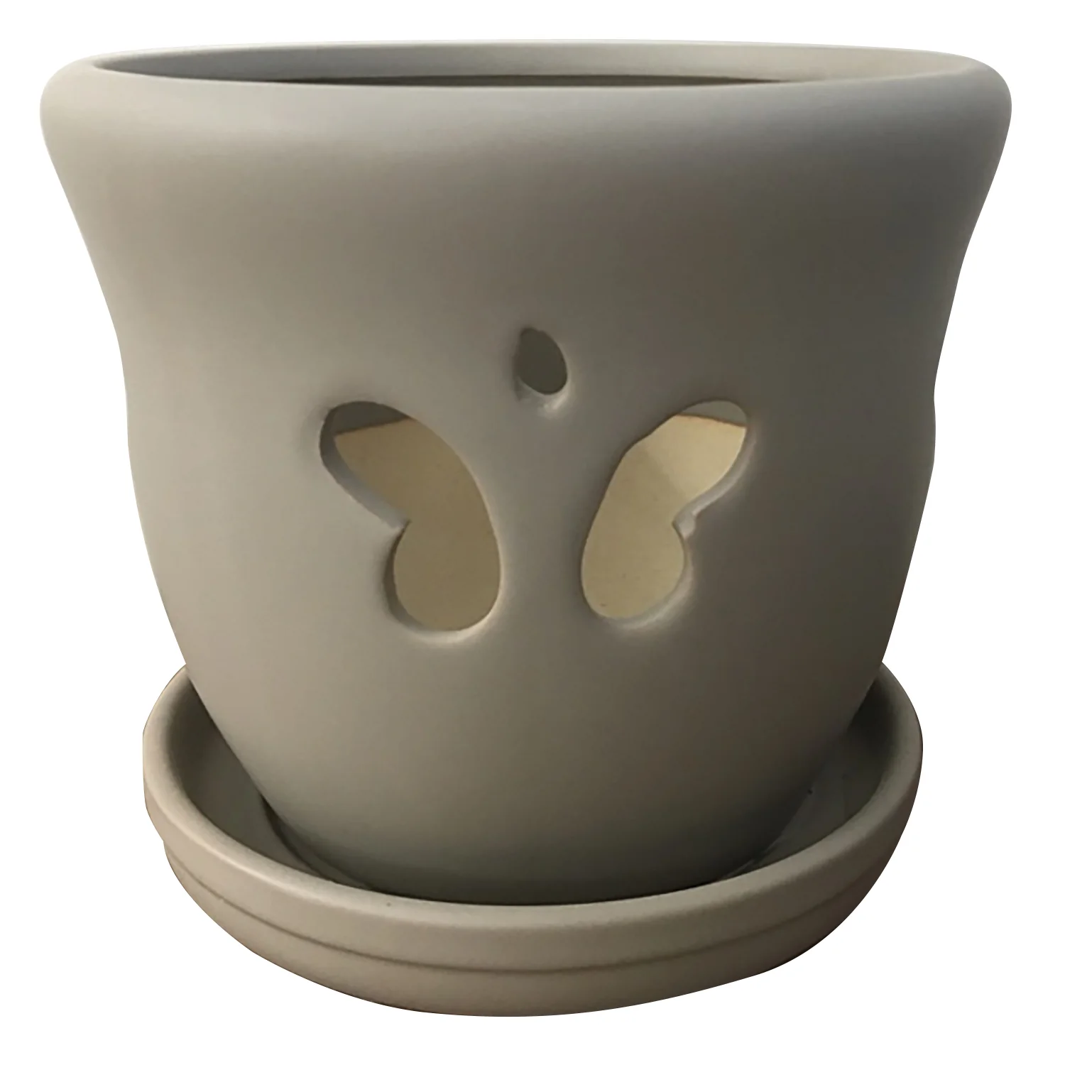 Border Concepts Butterfly Orchid Pot w/ Attached Saucer , Matte Finish, 7.25-Inch (Colors Vary) - Image 3