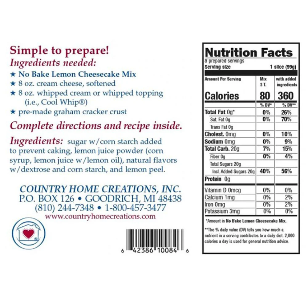 Country Home Creations No-Bake Lemon Cheesecake Mix, 4 oz. - Image 3