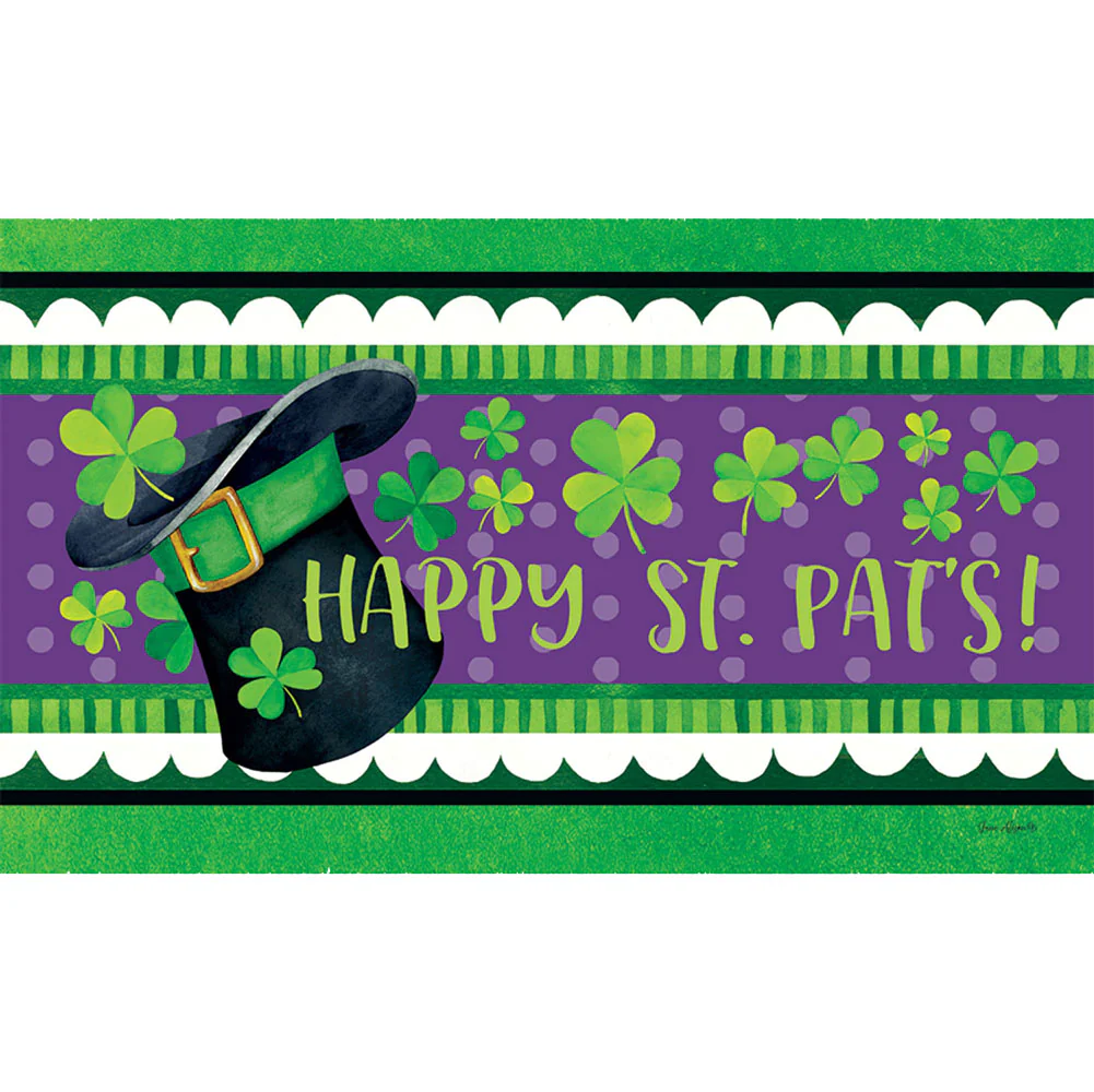 Custom Decor, Clovers on Purple Mat