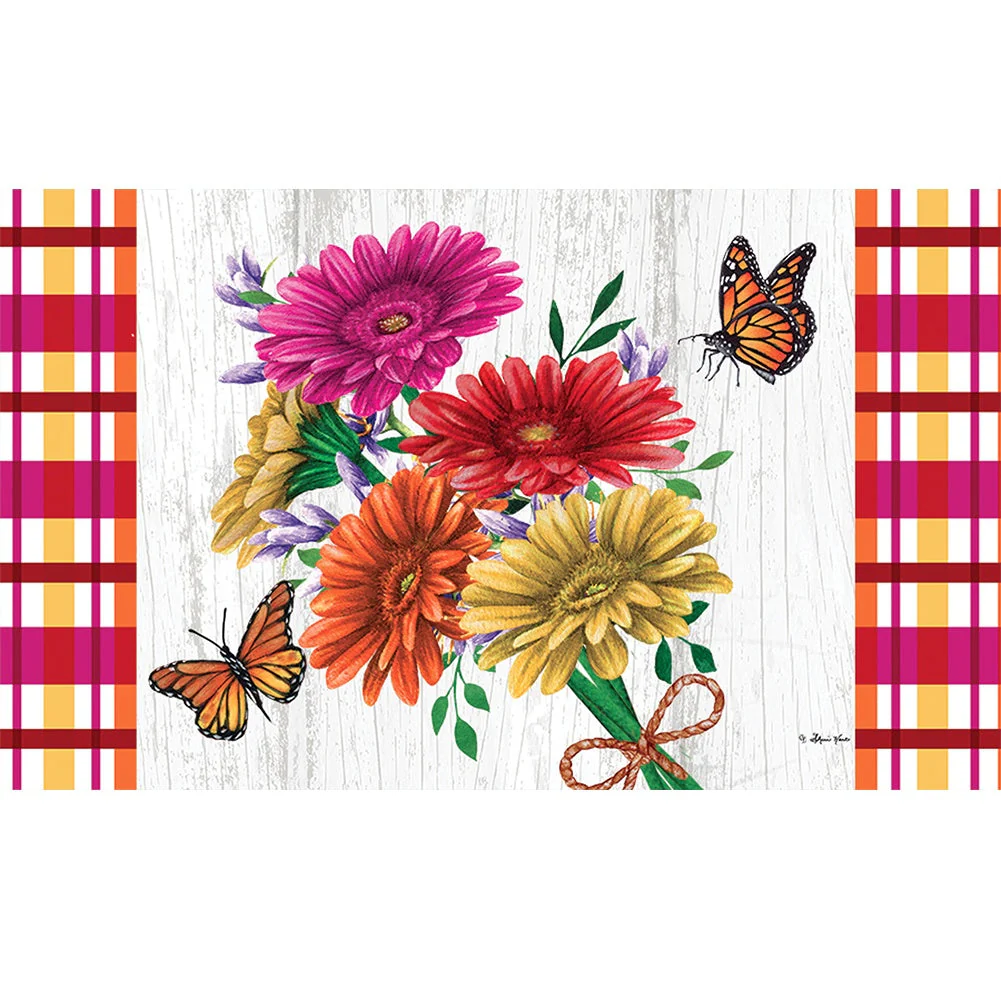 Custom Decor, Gerbera Plaid Doormat
