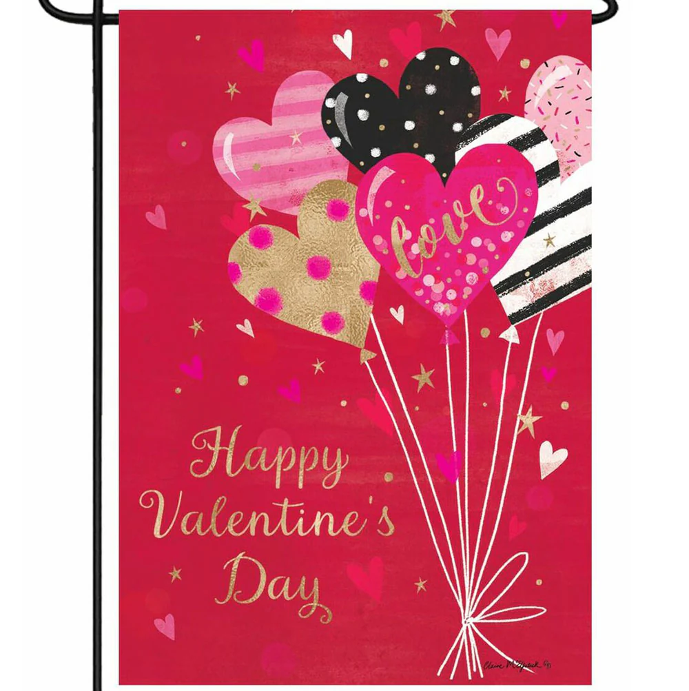 Custom Decor, Valentine's Balloons Garden Flag, 12.5"X18"