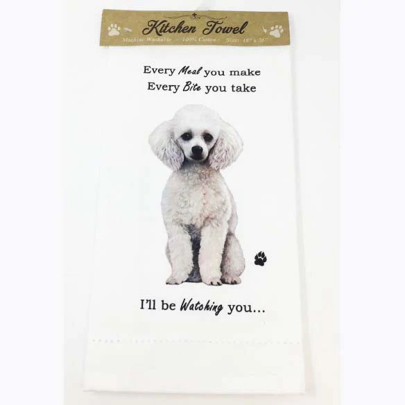 E&S Pets Kitchen Towel- White Poodle