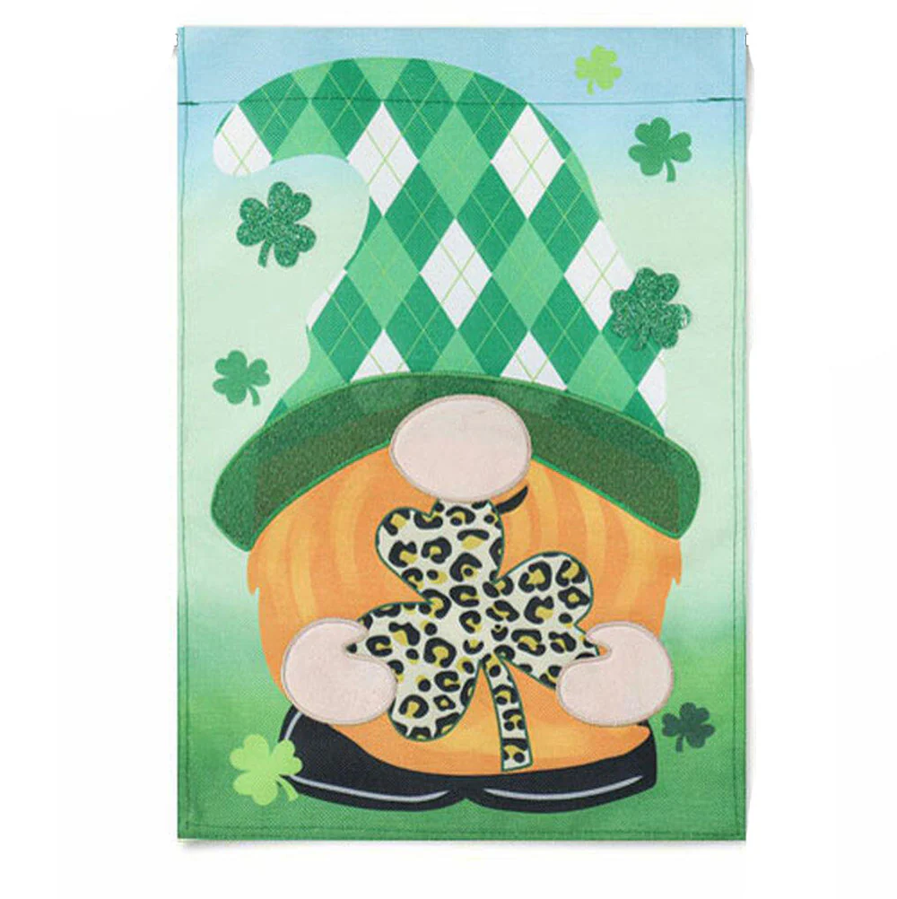 Evergreen, St. Patrick's Pattern Gnome Garden Flag