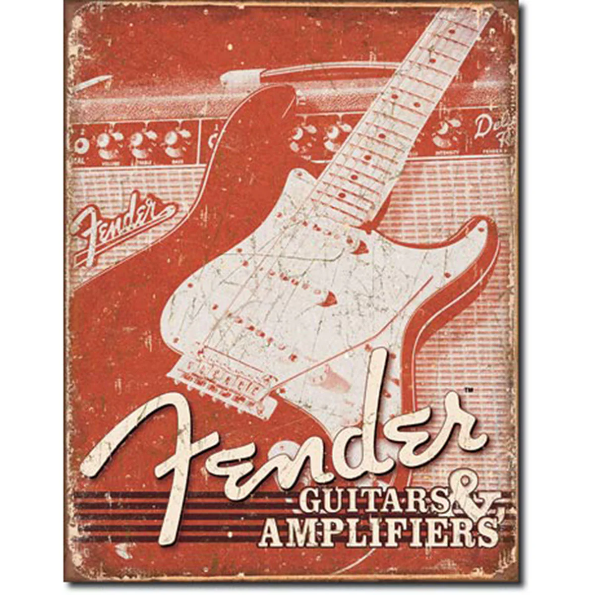 Fender Weathered G&A Tin Sign