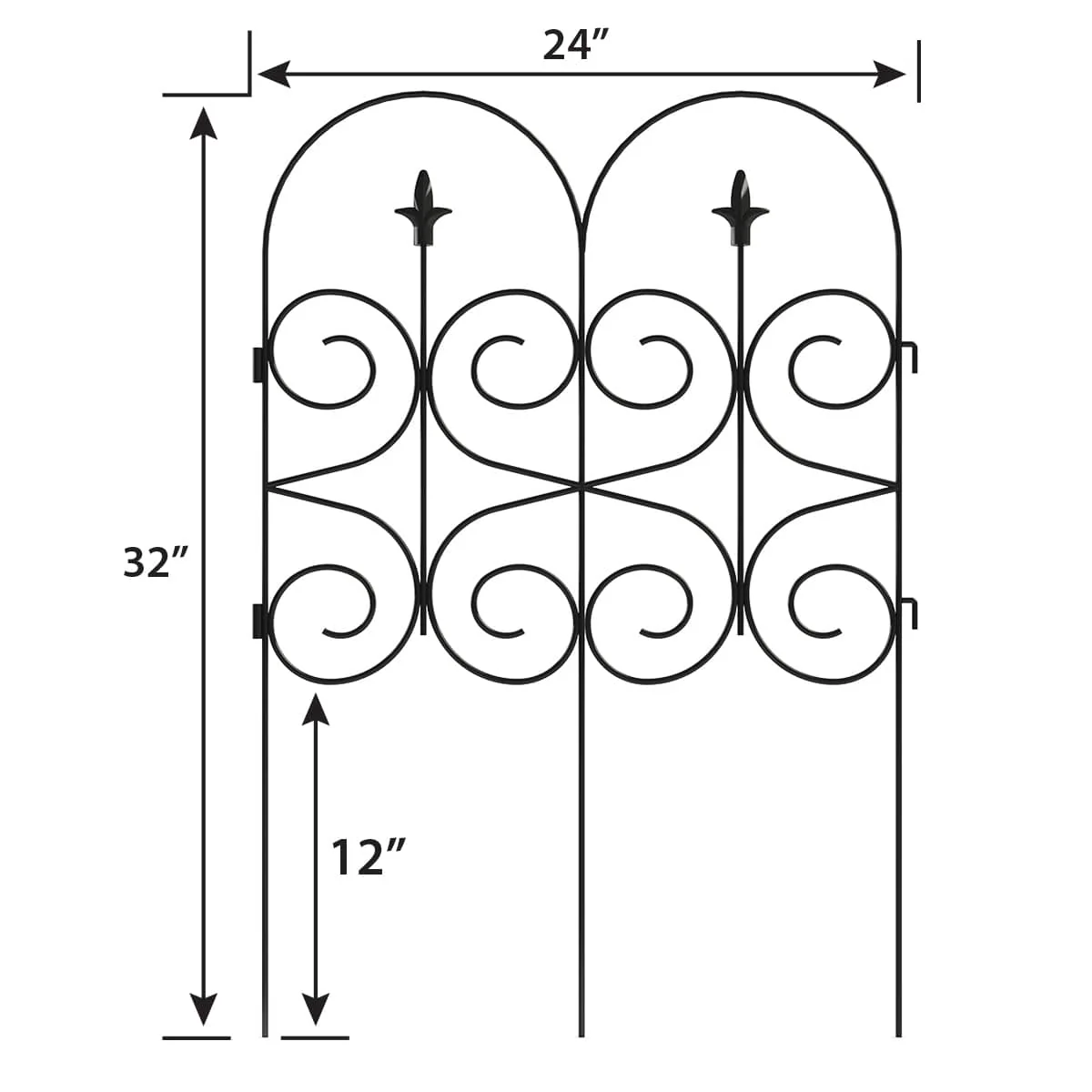 Garden Zone Magnolia No Dig Decorative Border Fence Section, Black, 32 in. x 24 in. - Image 2