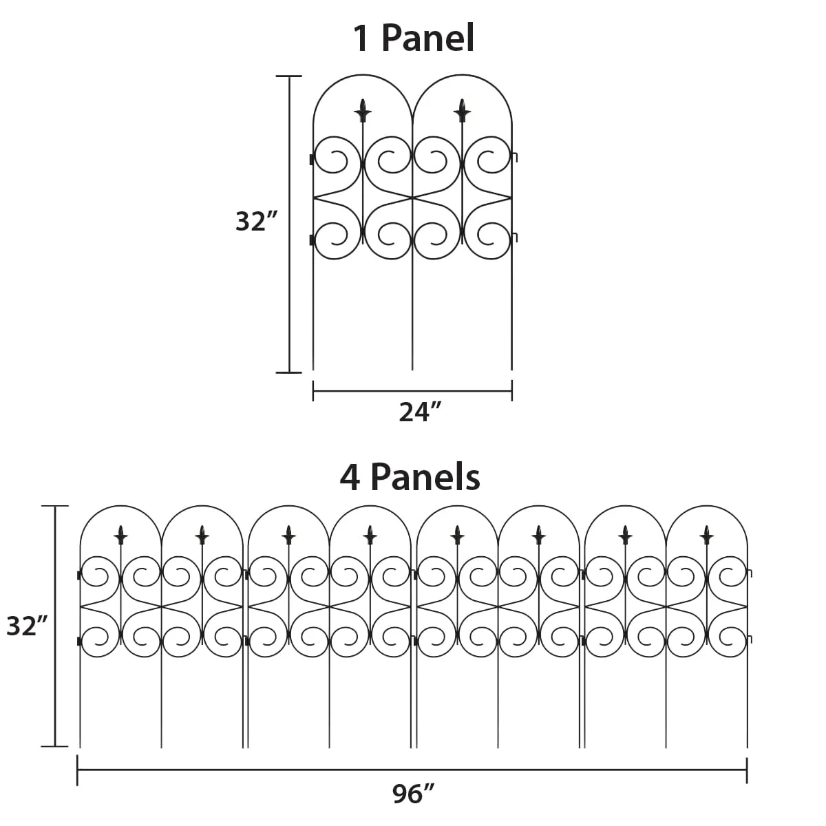 Garden Zone Magnolia No Dig Decorative Border Fence Section, Black, 32 in. x 24 in. - Image 4