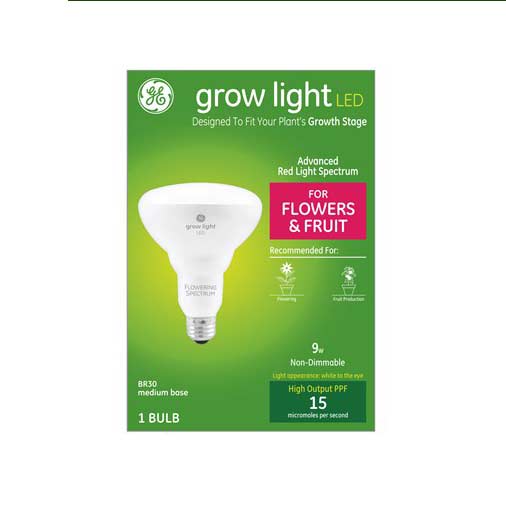 GE Grow Light Advanced Red Spectrum LED BR30, 9W