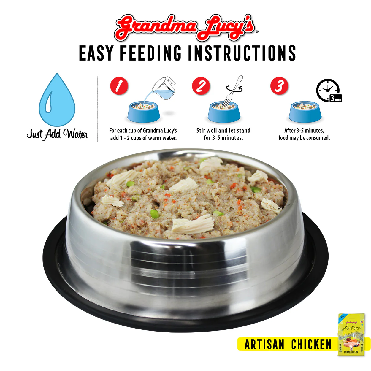 Grandma Lucy's Artisan Freeze-Dried Chicken Recipe Dog Food, 1 LB - Image 3