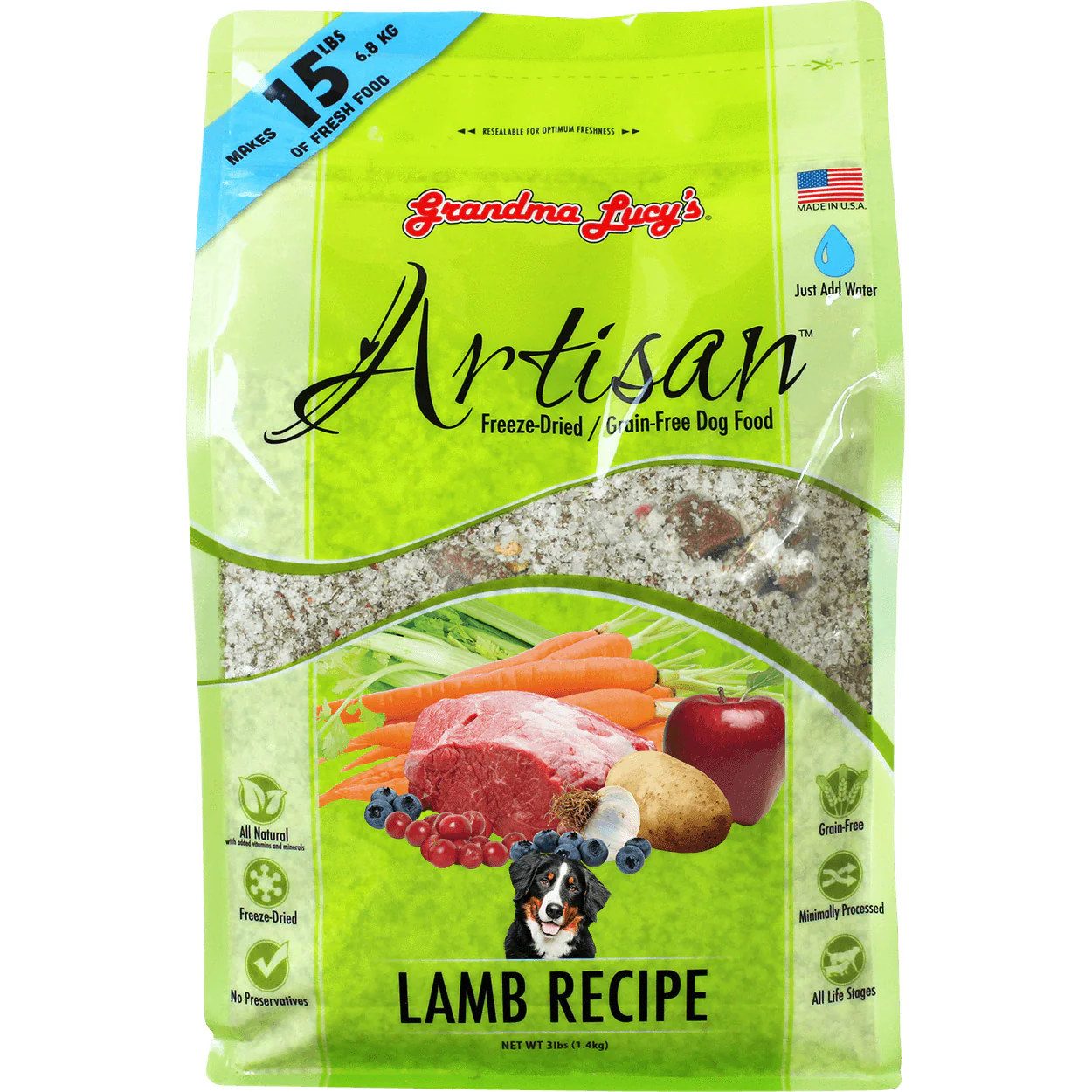 Grandma Lucy's Artisan Freeze-Dried Lamb Recipe Dog Food, 3 lb