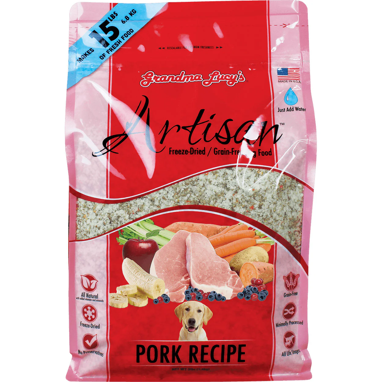 Grandma Lucy's Artisan Freeze-Dried Pork Recipe Dog Food, 10 lb