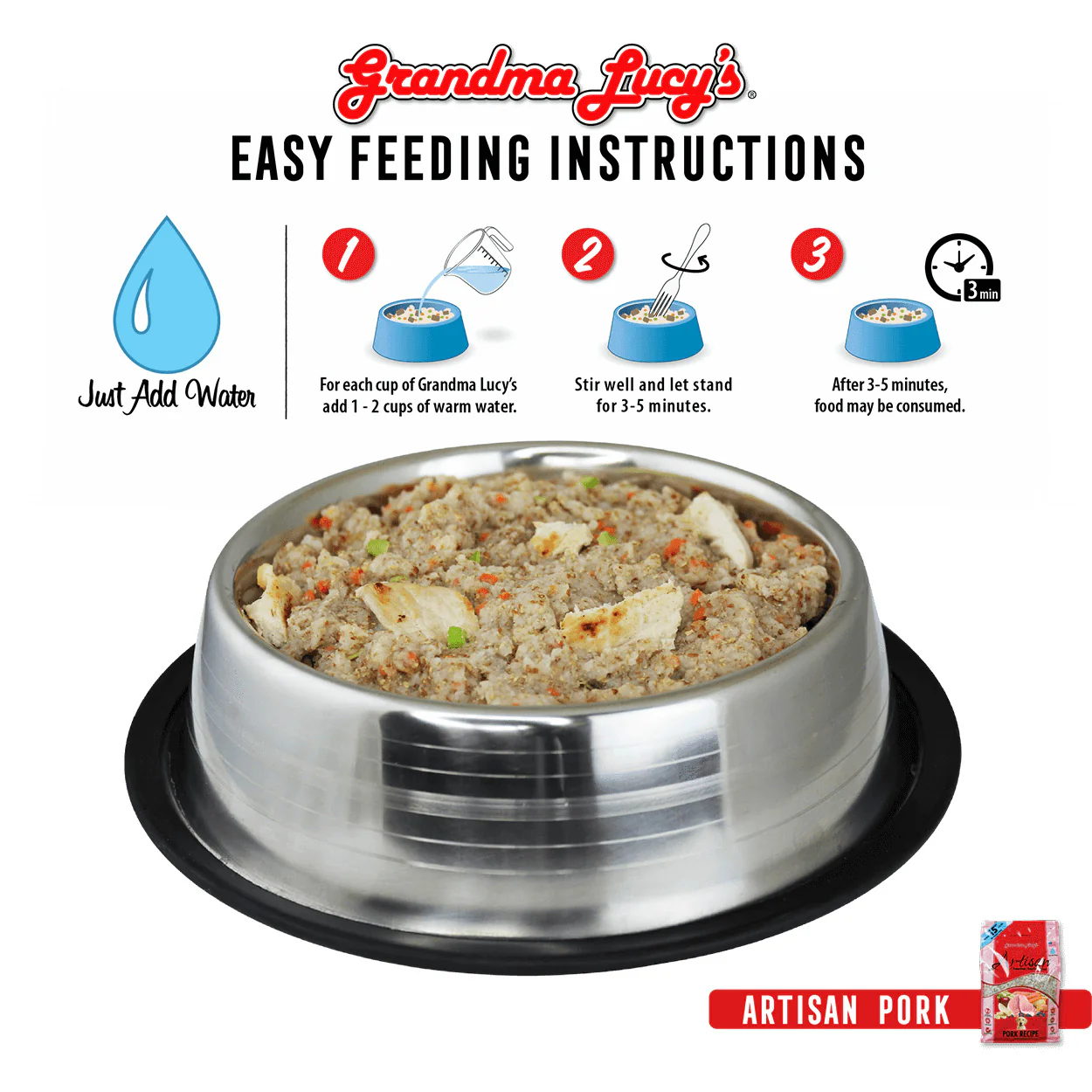 Grandma Lucy's Artisan Freeze-Dried Pork Recipe Dog Food, 10 lb - Image 3