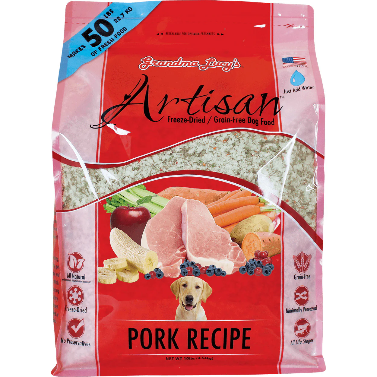 Grandma Lucy's Artisan Freeze-Dried Pork Recipe Dog Food, 10 lb - Image 4
