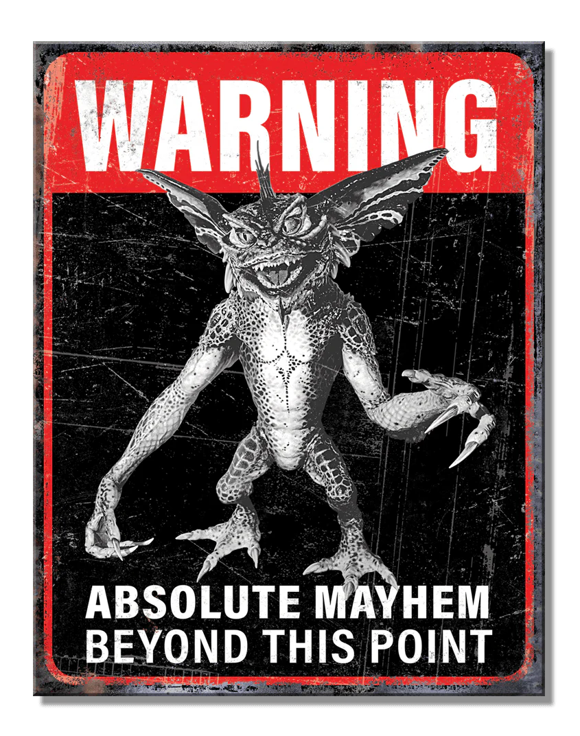Warning: Gremlins - 12.5in x 16in Metal Sign