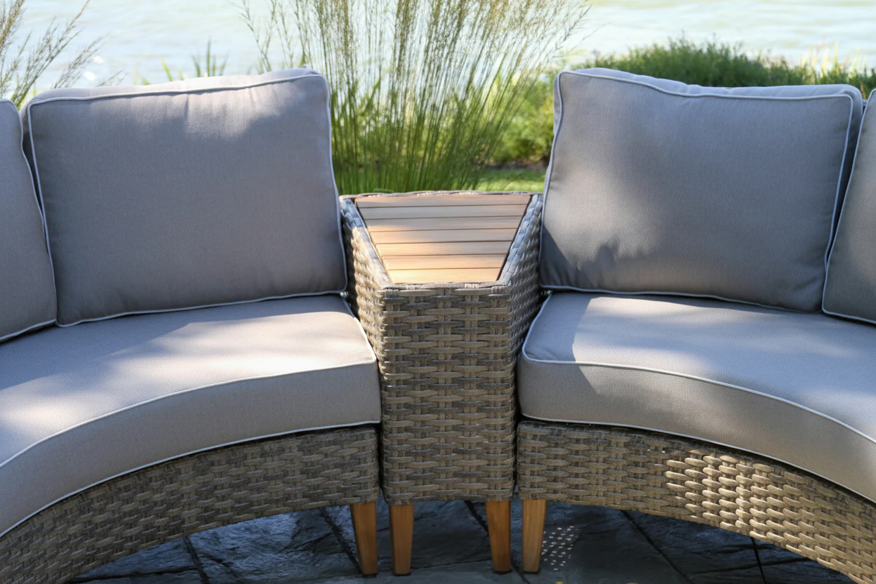 Outdoor Interiors, 3 pc. Half Round Sofa & End Table - Image 2