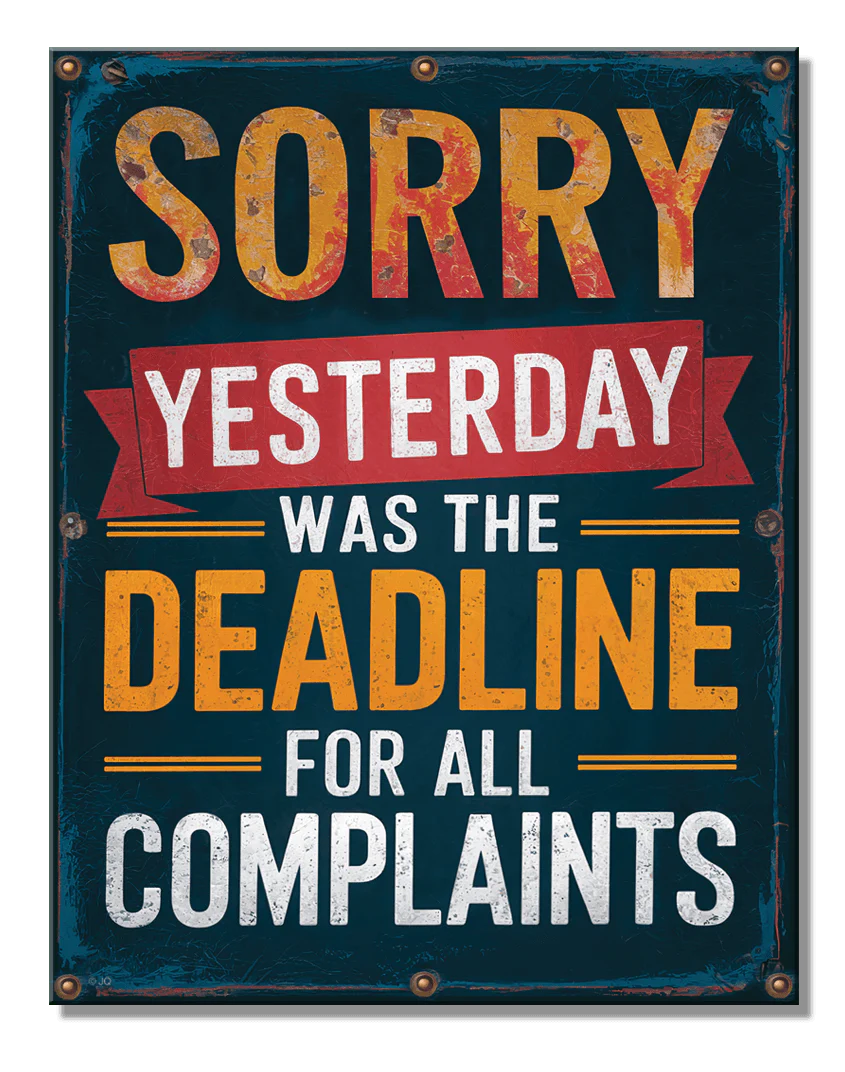 JQ-Complaint - 12.5in x 16in Metal Sign