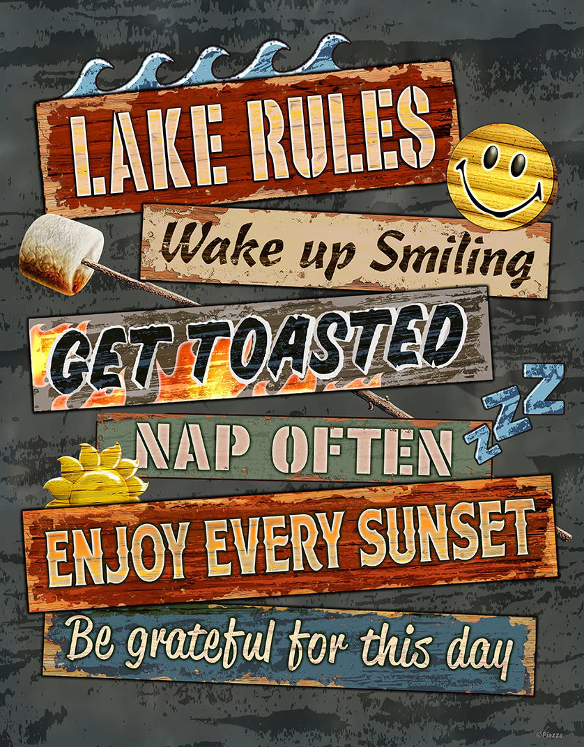 Lake Rules - 12.5in x 16in Metal Sign
