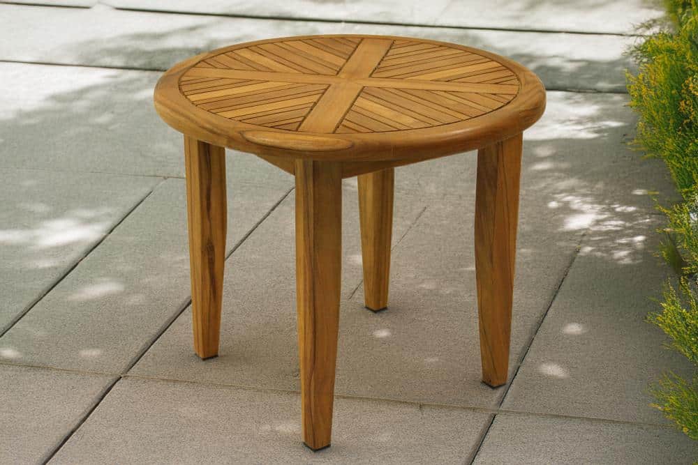 Outdoor Interiors, 24″ Dia. Teak Lounging Accent Table