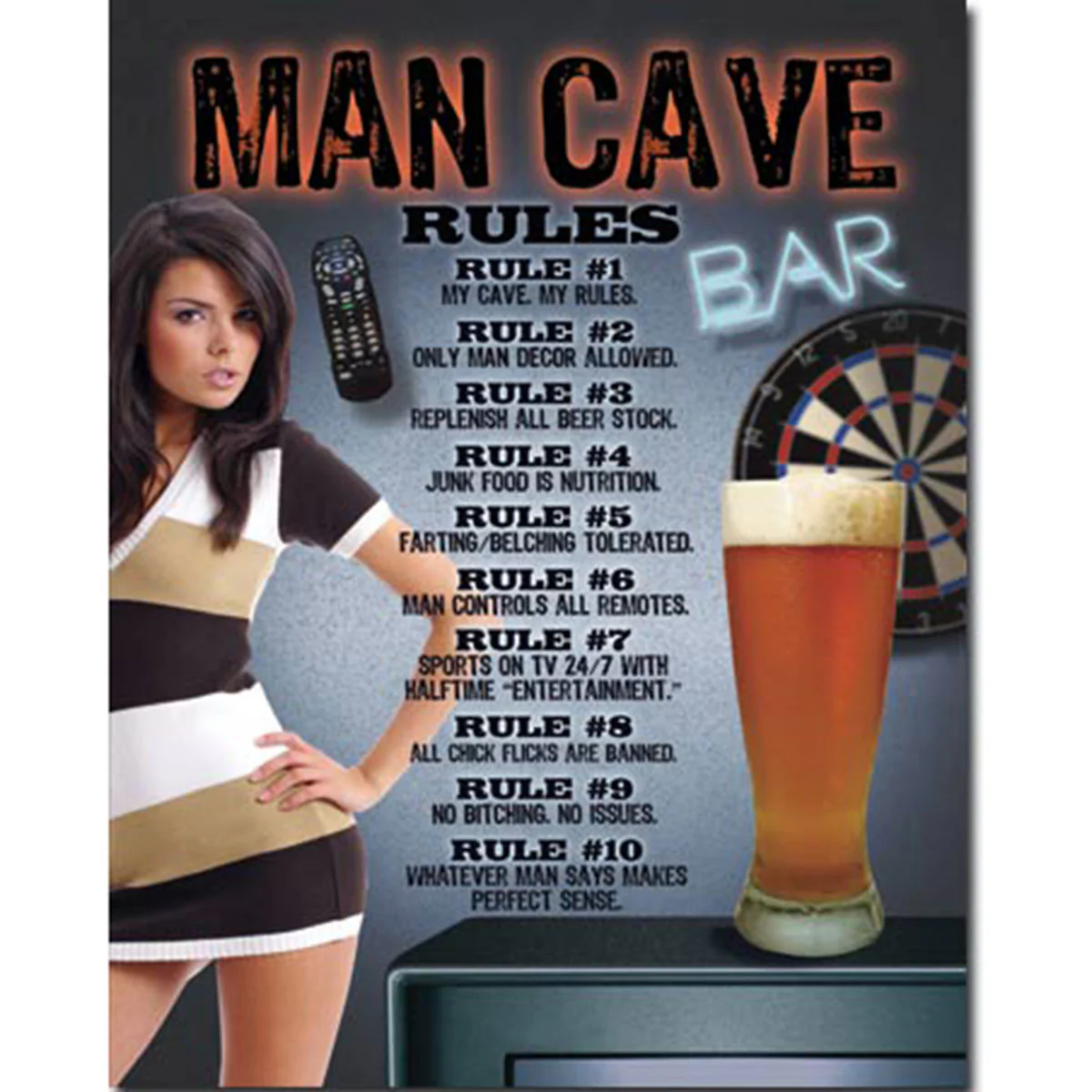 Man Cave Rules Tin Sign