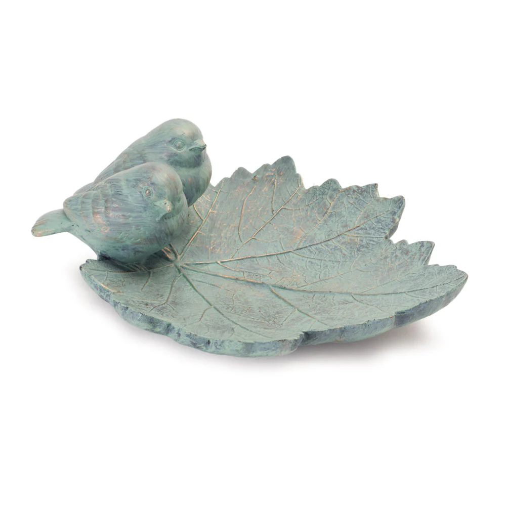Melrose International, Leaf W/Birds, Resin, 3.75"
