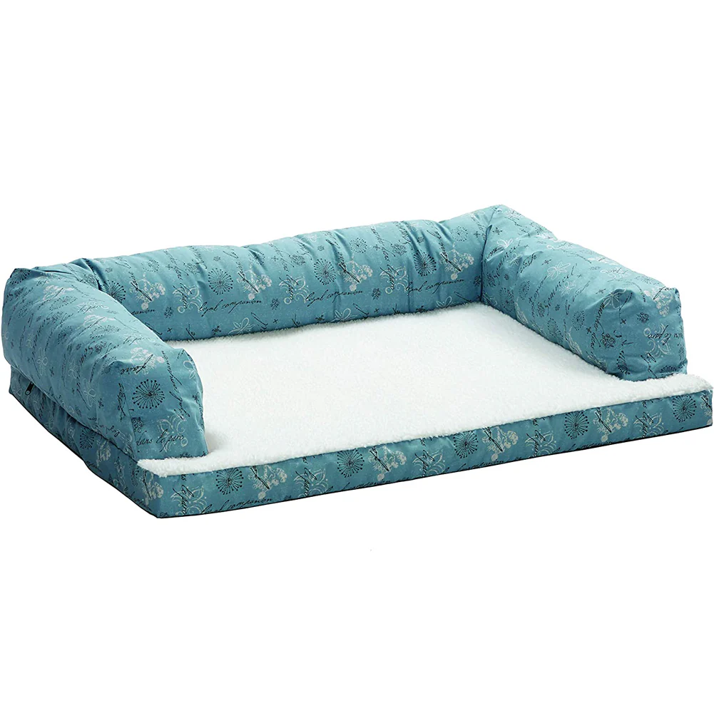 Midwest Homes for Pets, Bolstered Orthopedic Sofa Script, Blue, 30" x 40"