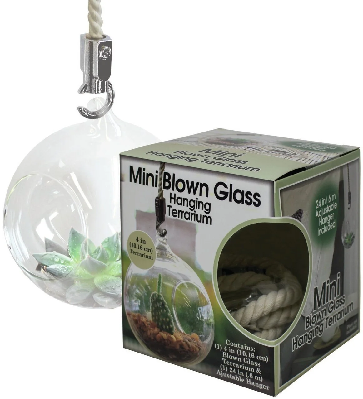 Mini Blown 4 in. Glass Hanging Terrarium