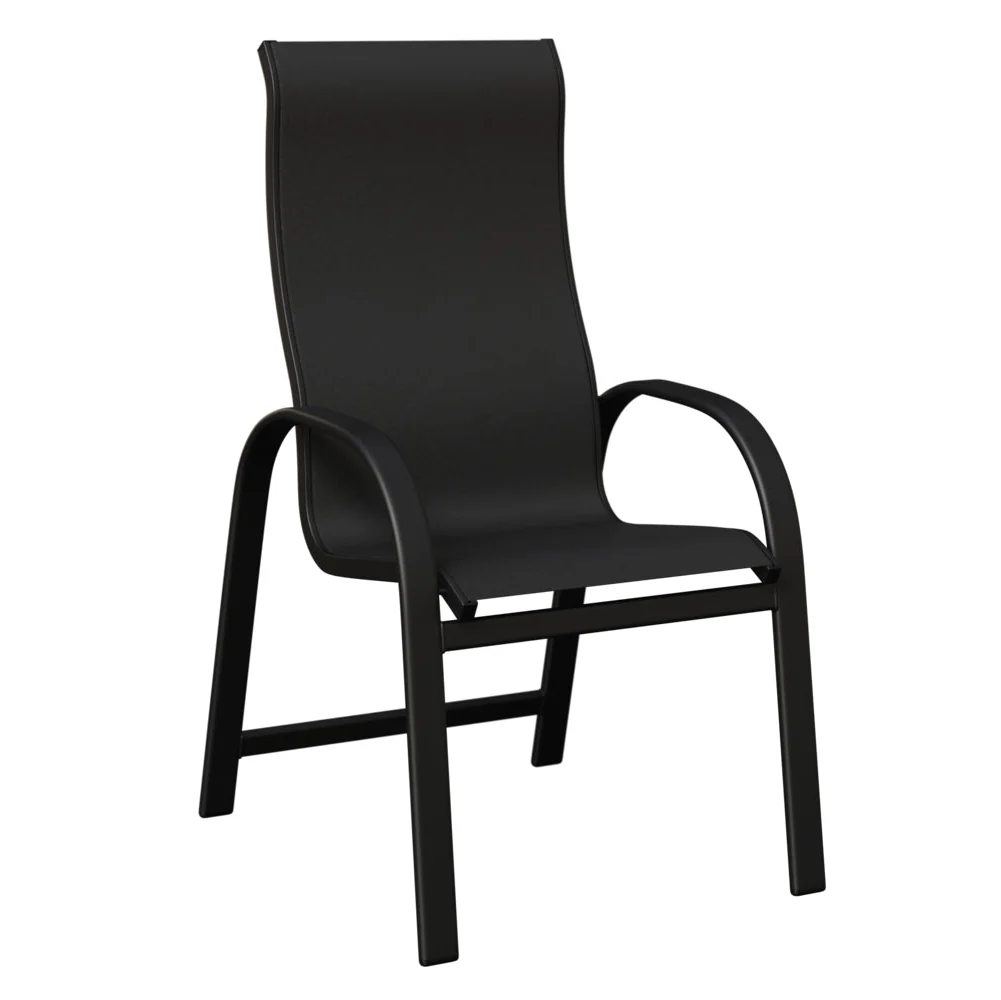 Berlin Gardens, Murphy High Back Sling Dining Chair, Ebony on Matte Black