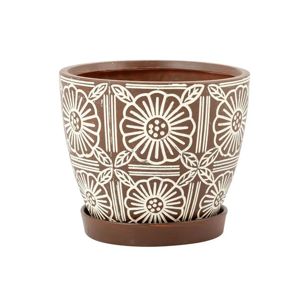 Napco, Rustic Flower Pot W/Saucer - Image 3