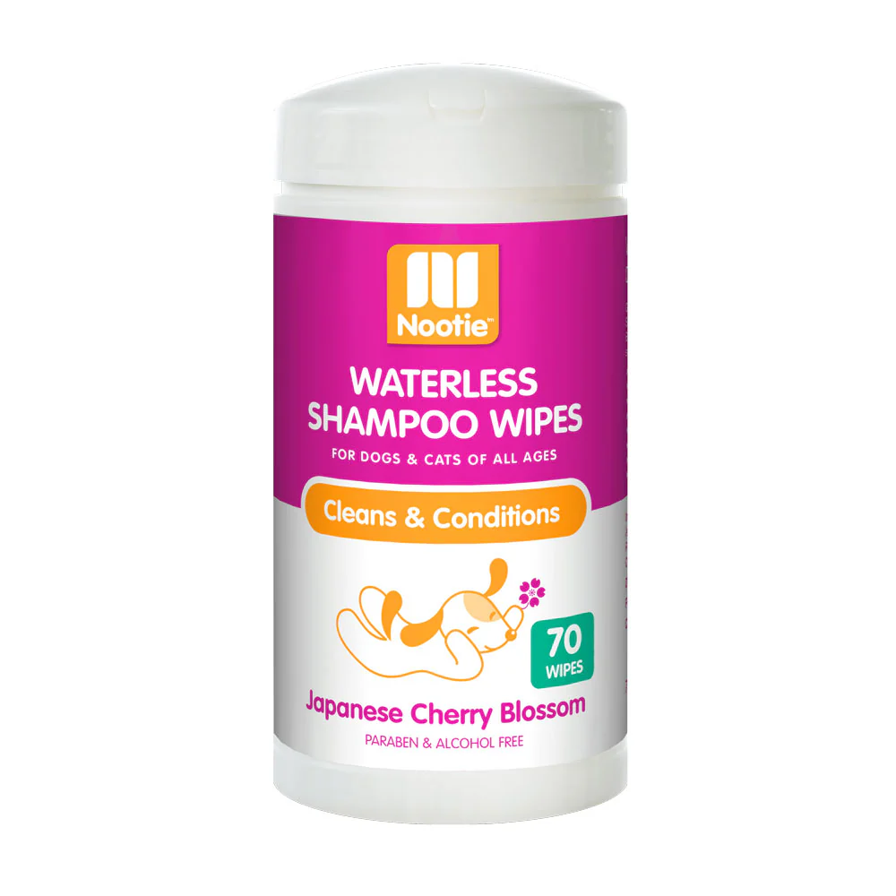 Nootie Waterless Shampoo Wipes, Japanese Cherry Blossom 70 Count