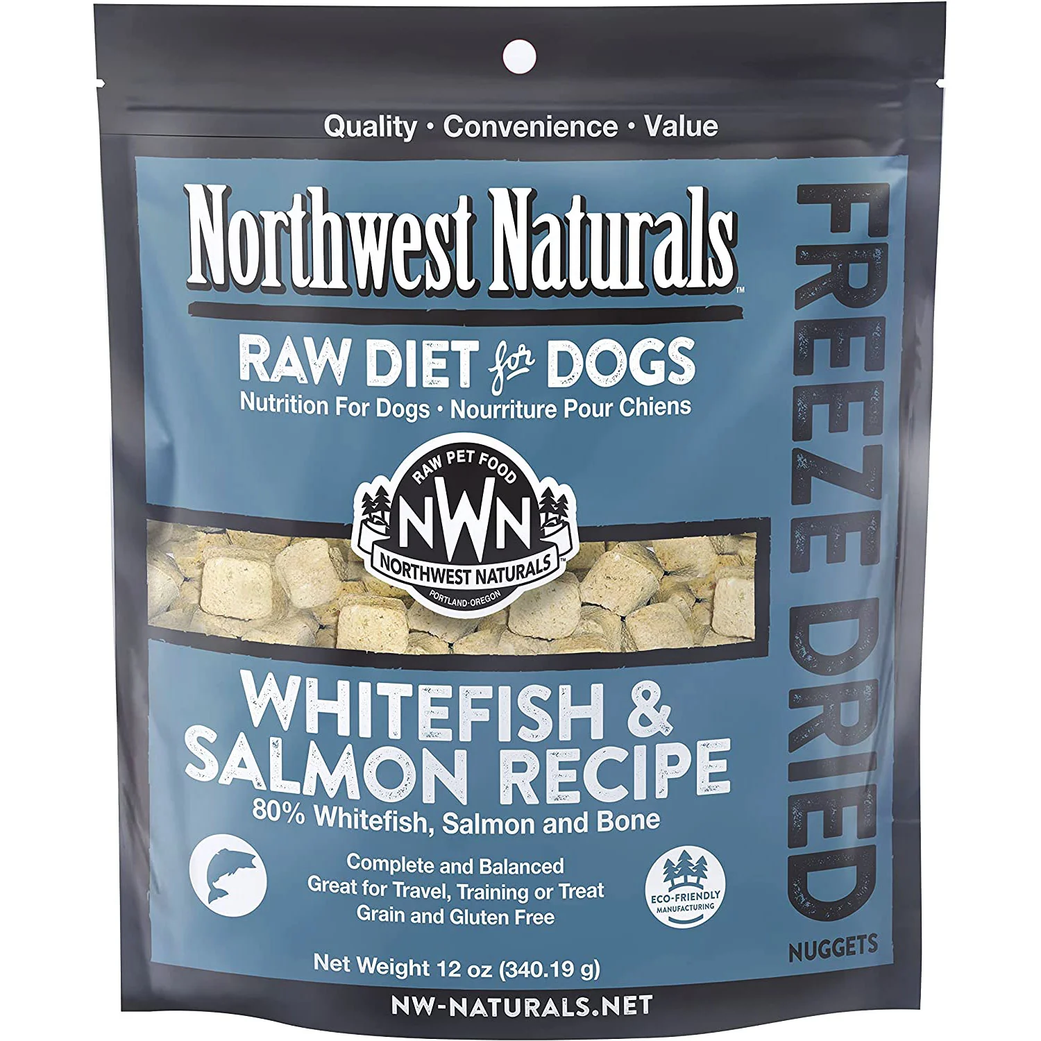 Northwest Naturals Freeze Dried Whitefish & Salmon Nuggets, Dog Food, 12 Oz