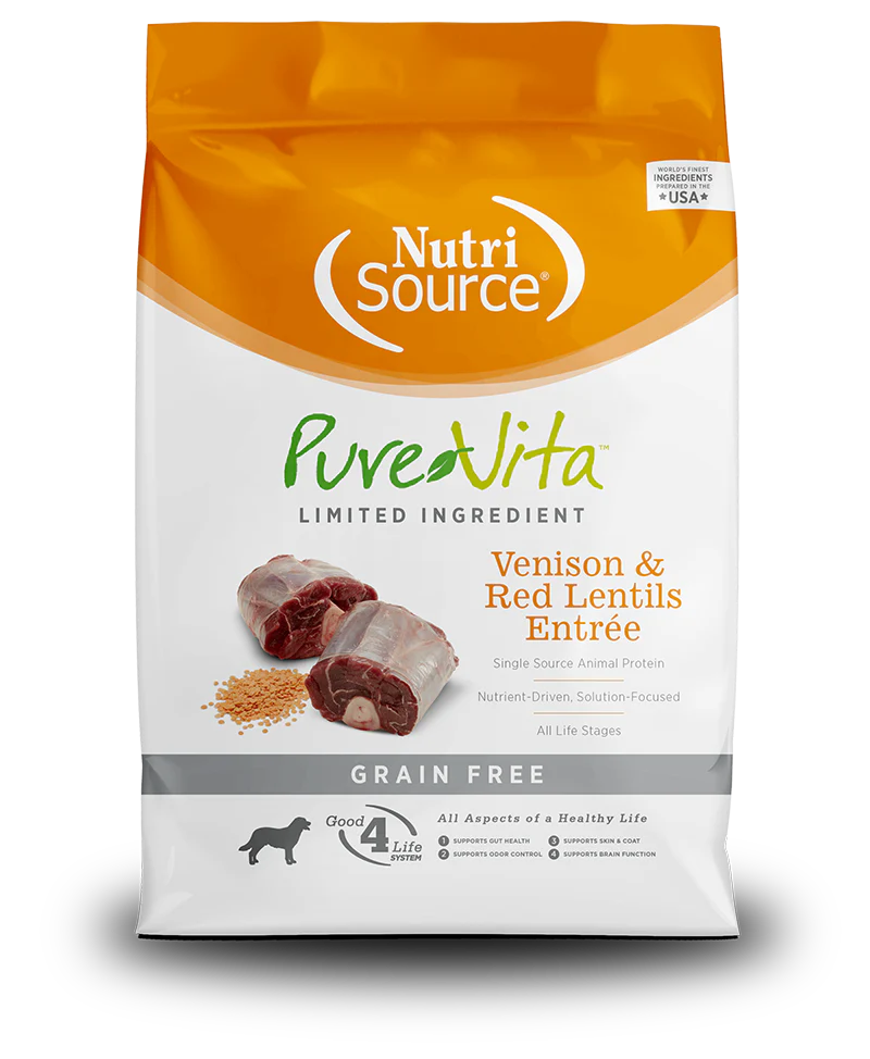 PureVita Venison & Red Lentils Entrée Grain-Free Dog Food, 15 LB