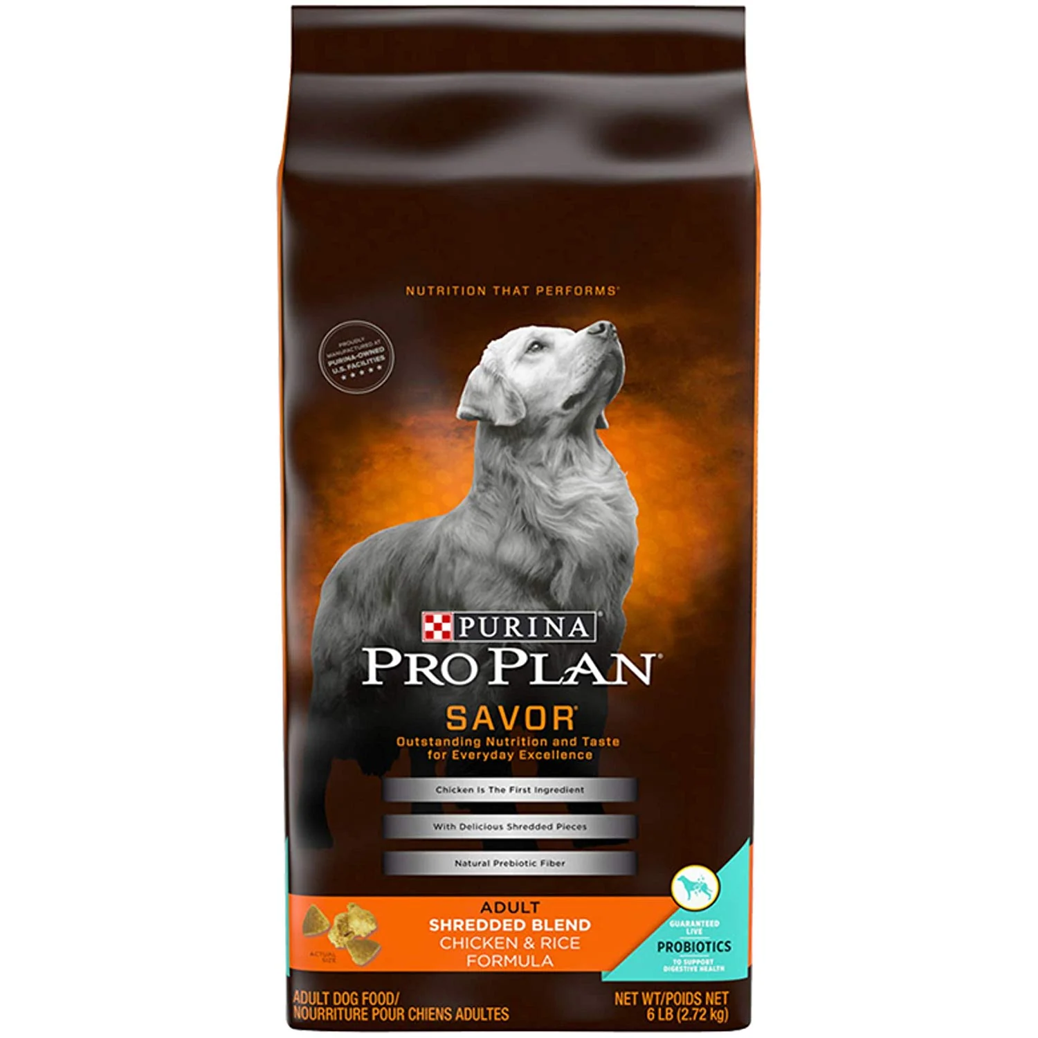 Purina Pro Plan Savor Adult Shredded Blend Chicken & Rice Dog Food, 6 LB