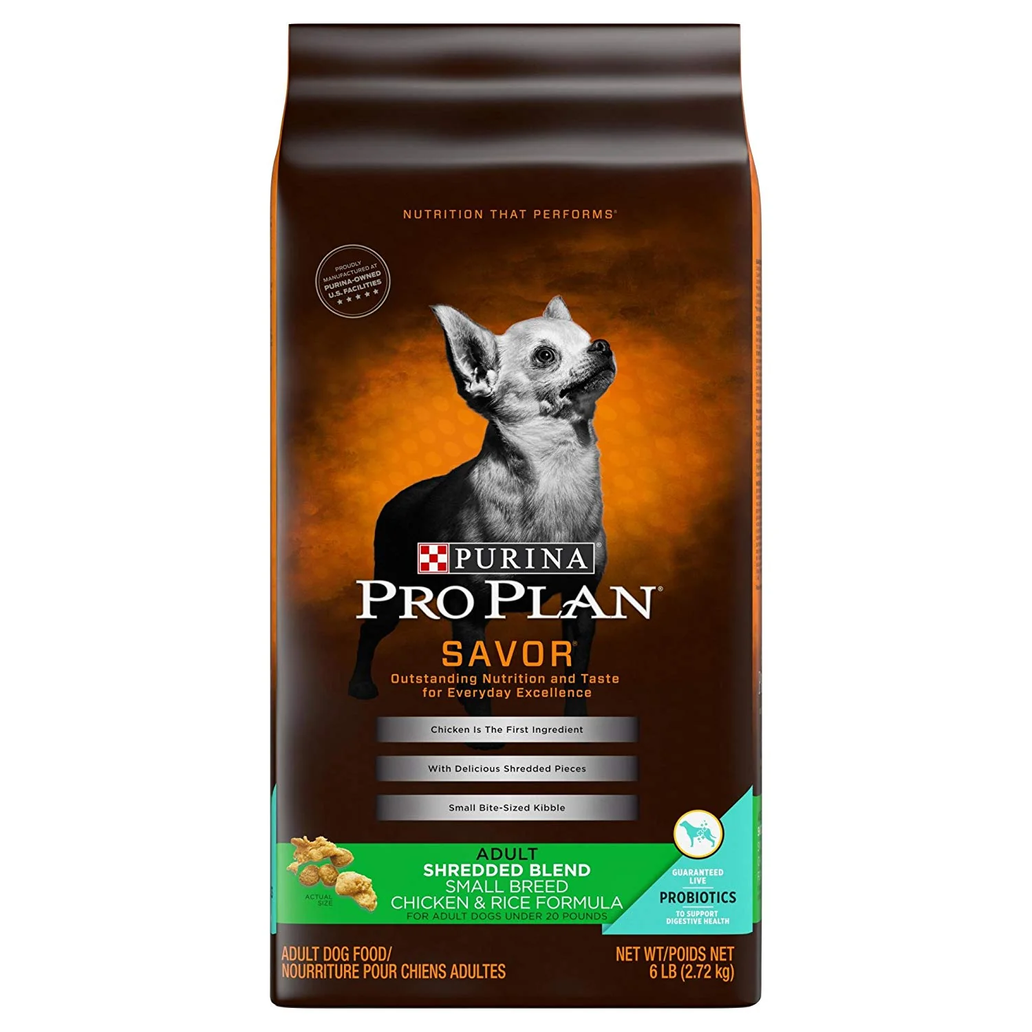 Purina Pro Plan Savor Adult Shredded Blend Small Breed Chicken & Rice Dog Food, 6 LB