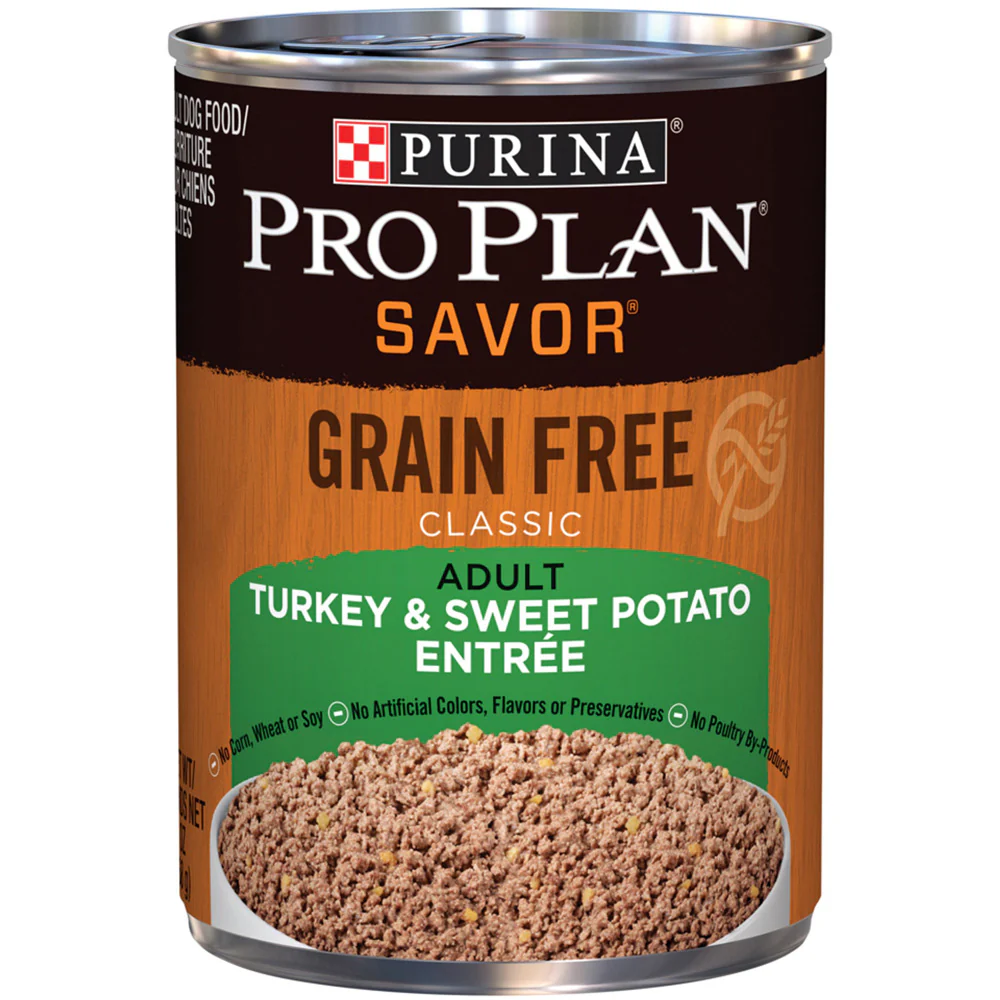 Purina Pro Plan Savor Grain Free Adult Turkey & Sweet Potato Entrée, 13 oz. Canned Dog Food