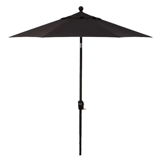 Push Button Tilt 7.5 ' Market Umbrella, Black Finish, Black Fabric