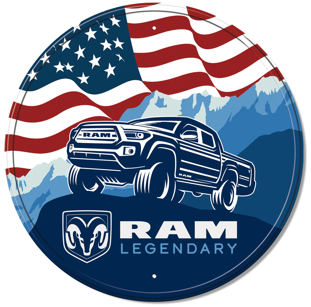Ram Legend - Round 11.75in Metal Sign
