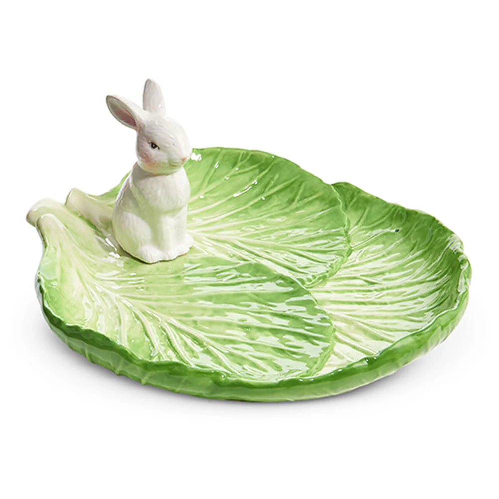 Raz, Cabbage Bunny Tray, 8"