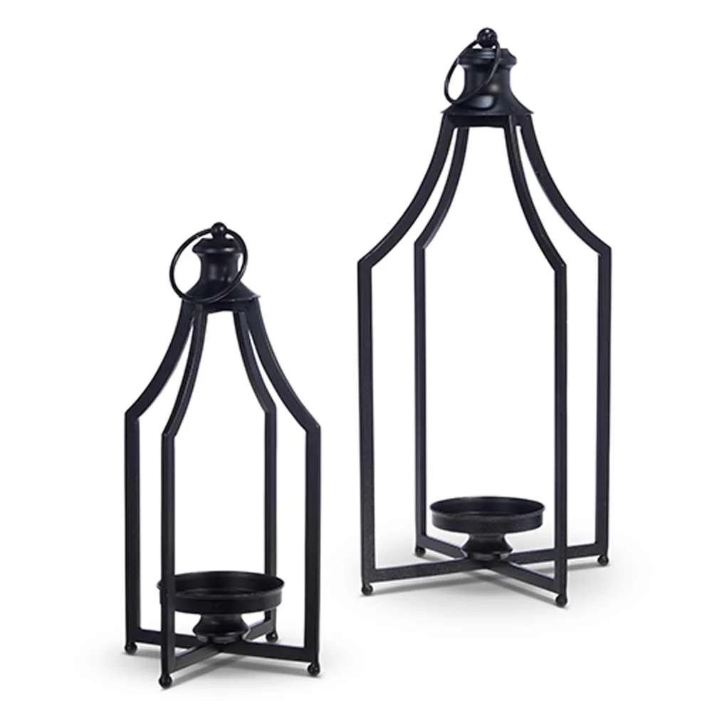 Raz, Distressed Black Candle Holder