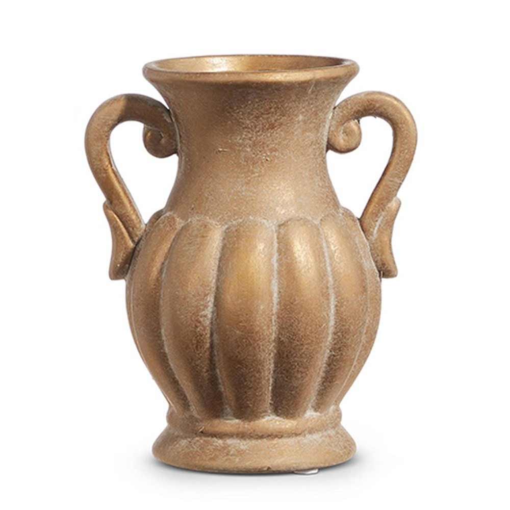 Raz, Ribbed Gold Urn, 8"