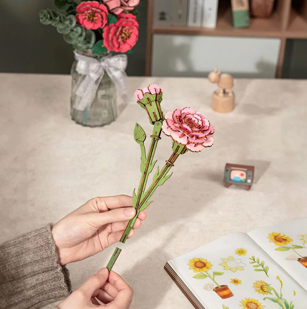 Robotime, Pink Carnation Wood Craft - Image 3