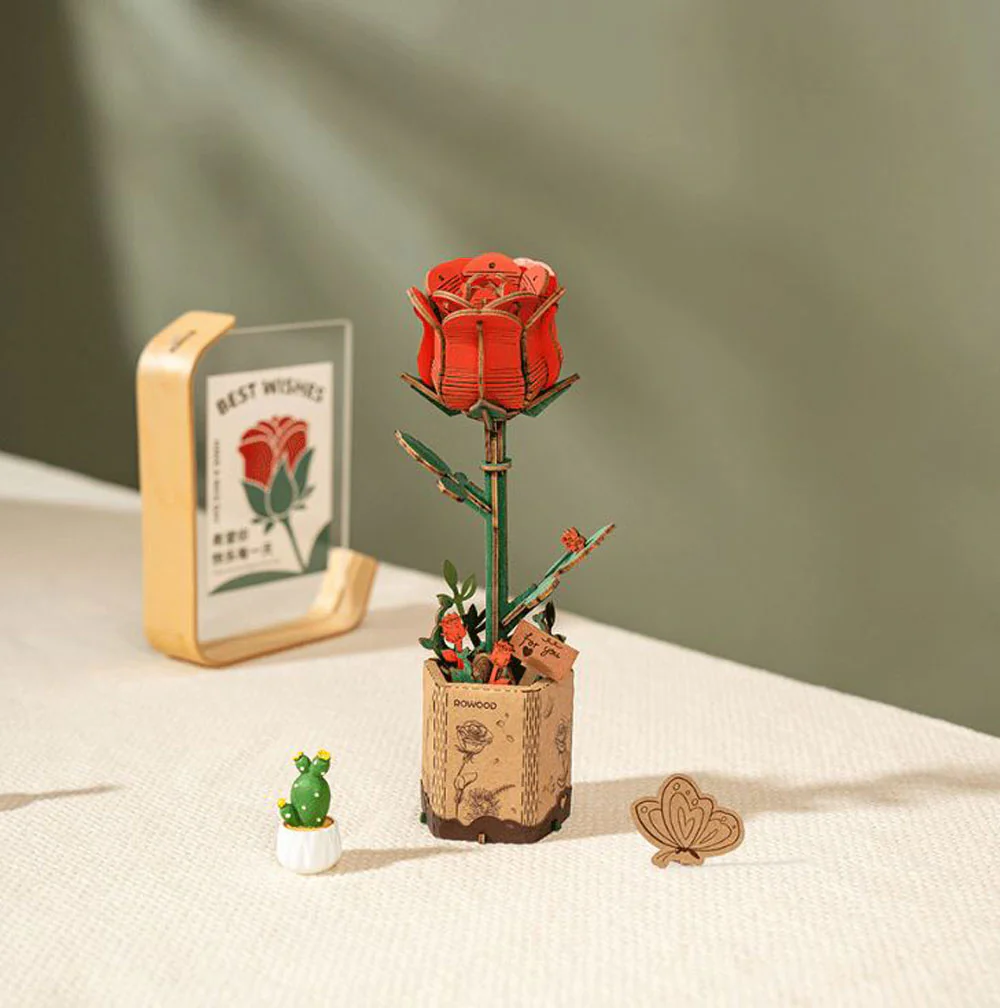 Robotime, Red Rose Wood Craft - Image 2
