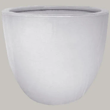 Round Egg Ceramic Planter, White, 15 in.