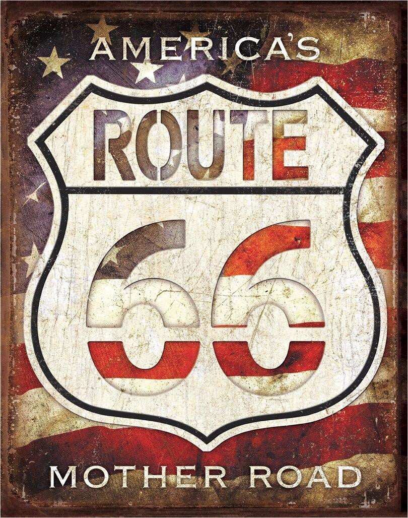 RT. 66 - America's Road - 12.5in x 16in Metal Sign